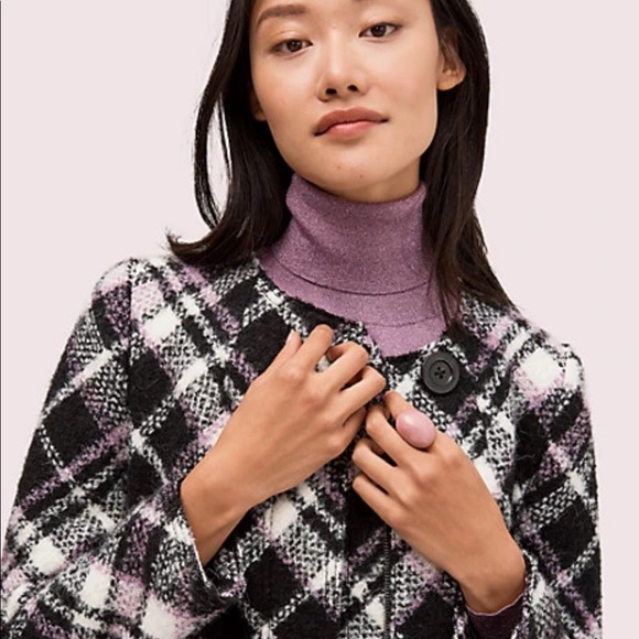 Kate Spade plaid bouclé coat - Picture 2 of 11